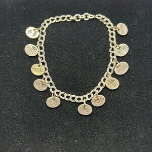 Sterling silver bracelet with mother charm in different language 925